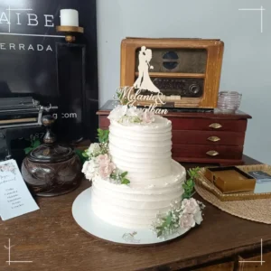 tarta boda dos pisos fondant rosas